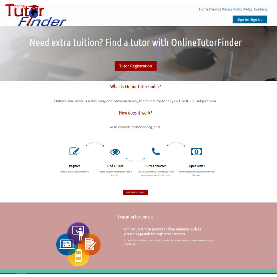 Web development and hosting, and domain administration for Online Tutor Finder, Lusaka, Zambia