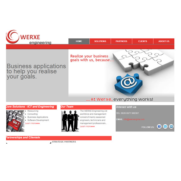 Website development for Werxe Engineering, Chingola, Zambia